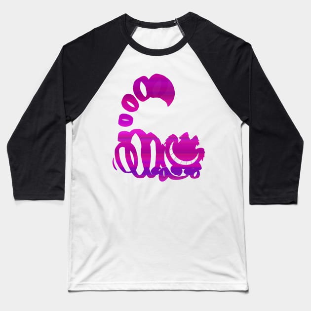 Cheshire Cat Ombre Silhouette Baseball T-Shirt by ijsw